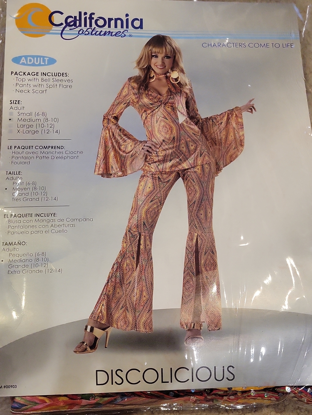 California Costumes Pink & Gold Retro Bell-Sleeve Jumpsuit